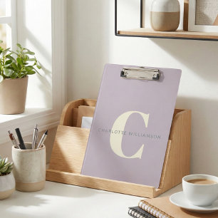 Stylish Monogrammed Name Professional Dusty Lilac Clipboard