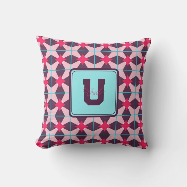 Stylish Monogrammed Pillow for Bridal Shower Gift (Front)