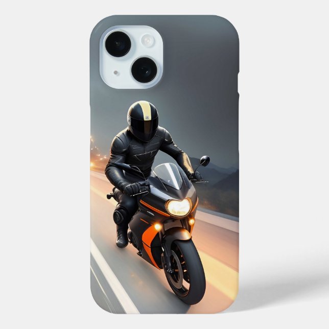 Stylish Motorcyclist Riding on a Cruiser Bike Case-Mate iPhone Case (Back)
