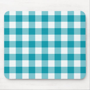 Stylish Mousepad, Teal Check Gingham Mouse Pad