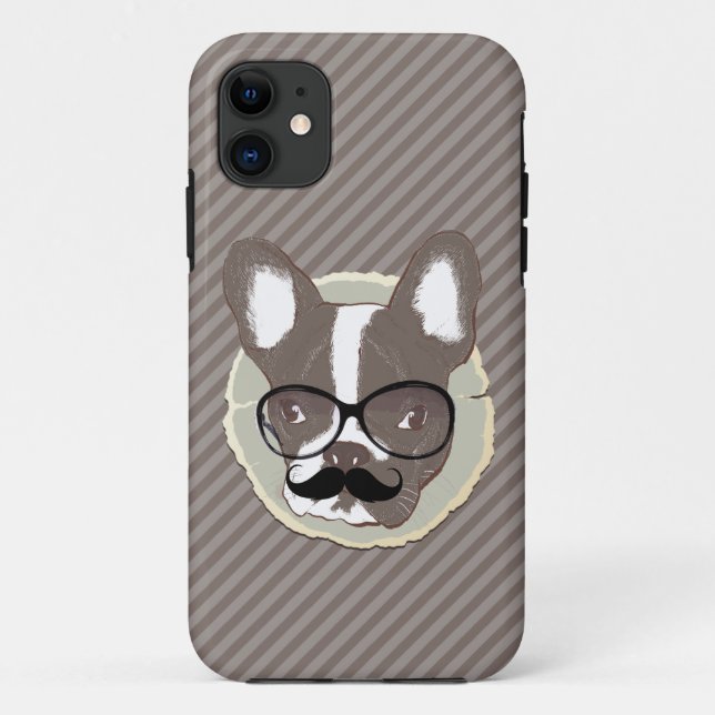 Stylish Moustache French Bulldog iPhone 5 Case (Back)