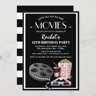 Stylish Movie's Kids Birthday Party   Cinema Invitation