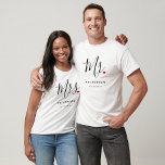 Stylish Mr. Custom Last Name & Date Wedding T-Shirt<br><div class="desc">The perfect gift for any groom to be,  the fun and modern design features a stylish typography script "Mr." with cute little red love heart full stops. The design is easy to personalize with your surname and established date and will be the perfect keepsake from your special day.</div>