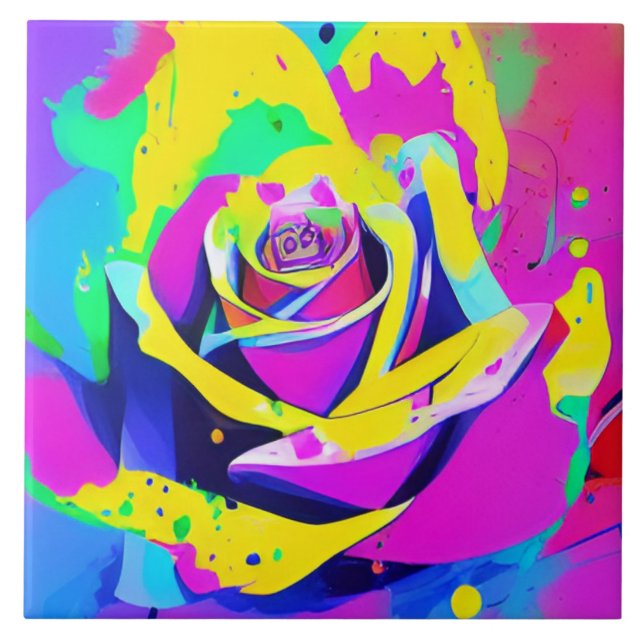 Stylish Multi Coloured Flower Tile (Front)