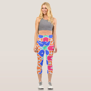 Stylish multicolor all over fabric classic capri leggings