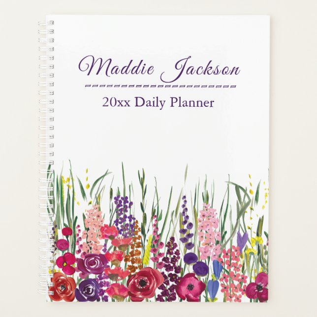 Stylish Multifloral Drop With Name Customization Planner (Front)