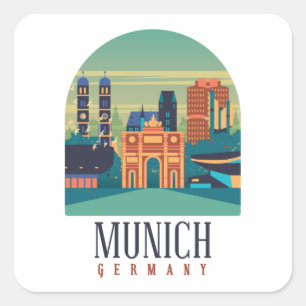 Stylish Munich Cityscape Germany   Square Sticker
