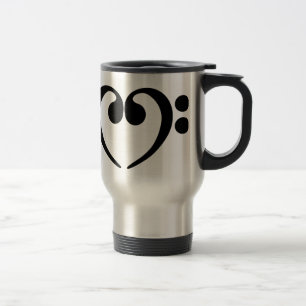Stylish music bass clef heart design travel mug