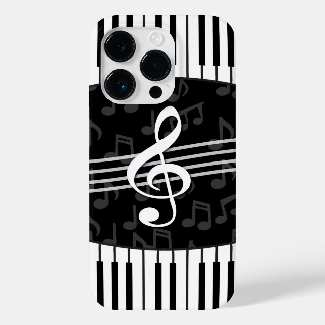 Stylish Music Notes Treble Clef and Piano Keys Case-Mate iPhone Case (Back)