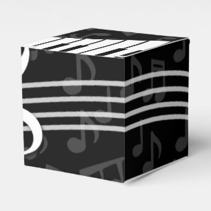 Stylish Music Notes Treble Clef and Piano Keys Favor Box