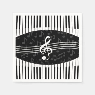 Stylish Music Notes Treble Clef and Piano Keys Napkin