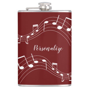 Stylish Music Notes Trendy Cool Gift Personalized  Hip Flask