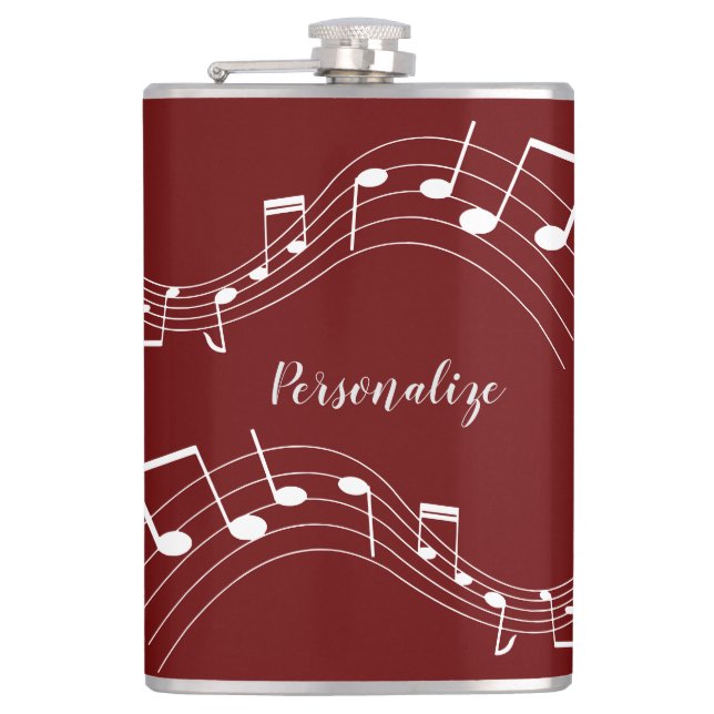 Stylish Music Notes Trendy Cool Gift Personalized  Hip Flask (Front)