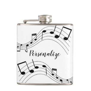 Stylish Music Notes Trendy Cool Gift Personalized Hip Flask