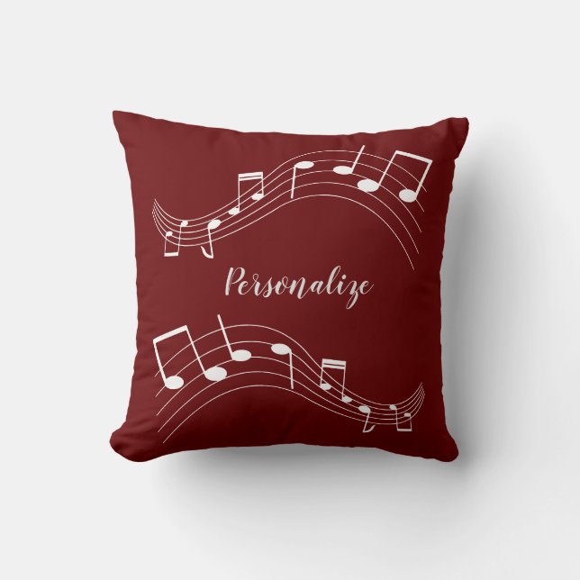 Stylish Music Notes Trendy Cool Personalized Throw Pillow (Front)