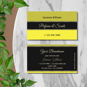 Stylish Mustard Black and Yellow Stripes Modern Business Card