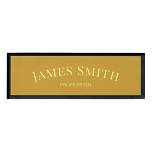 Stylish Mustard Yellow & Black Trendy Professional Name Tag