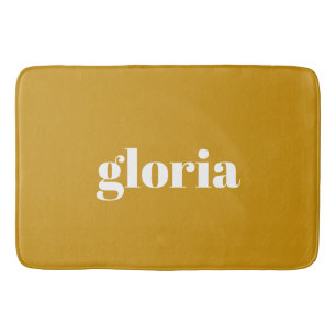 Stylish mustard yellow plain custom name bath mat