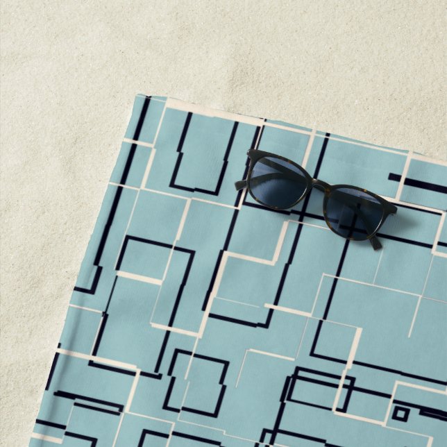 Stylish Muted Light Teal Beach Towel (In Situ)