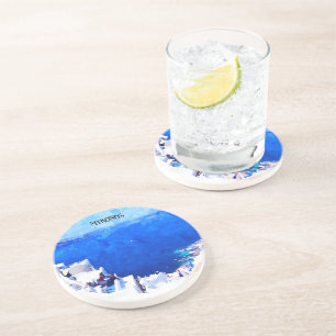Stylish Mykonos Greece Cyclades Island Painting Coaster