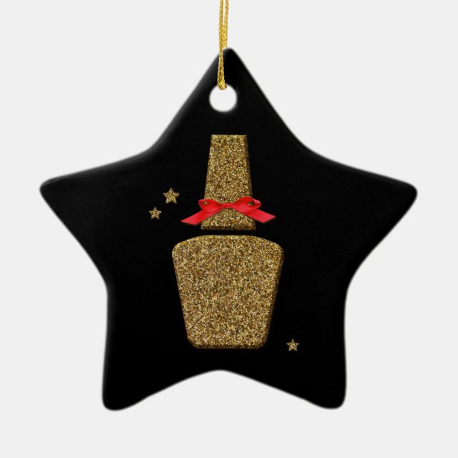 Stylish nail salon christmas decor ornament (Front)