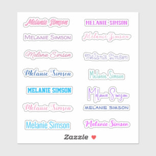 Stylish Name  colourful  pink violet blue Stickers