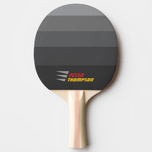 Stylish Name Gray Stripes  Ping Pong Paddle