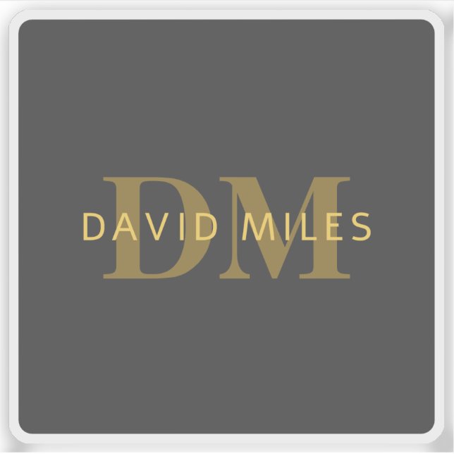 Stylish Name & Monogram | Gold & Dark Grey (Front)