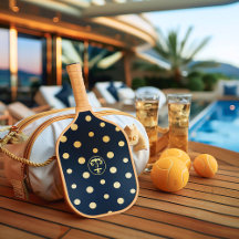 Stylish Nautical Navy Blue & Gold Anchor Monogram