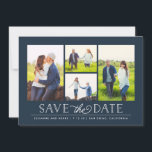 Stylish Navy 4 Photo Save the Date<br><div class="desc">Spread the love and news of your date with this stylish design showcasing your favourite photos!</div>