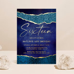 Stylish Navy Blue Geoed Agate 16th Birthday Real<br><div class="desc">Celebrate in style with these elegant and very trendy real foil pressed 16th birthday invitations. The design is easy to personalize with your special event wording and your guests will be thrilled when they receive these fabulous invites.</div>