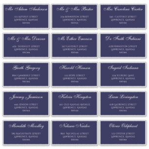 Stylish Navy Blue Wedding Guest Individual Address