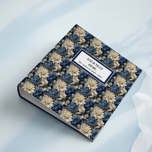 Stylish Navy White Ivory Floral Memory Binder Albu