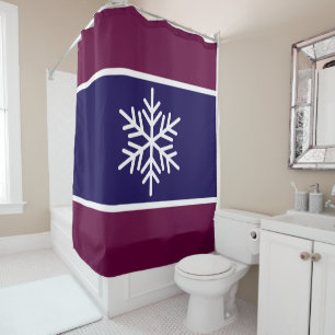 Stylish Navy Wine Red White Stripes Snowflakes