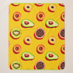 Stylish Neon Fruits Pattern Sherpa Blanket