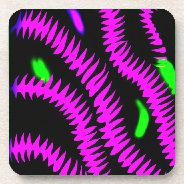 Stylish Neon Patterns Art Coaster (Front)