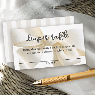 Stylish Neutral Bow Diaper Raffle Enclosure Card