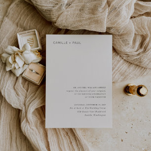 Stylish Neutral Minimalist Wedding Invitation