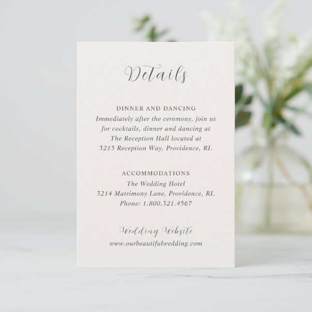 Stylish Neutral Modern Wedding Enclosure Card (Standing Front)