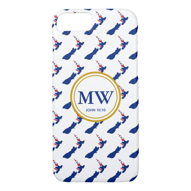 Stylish NEW ZEALAND Abundant Life Monogram Case-Mate iPhone Case (Back)