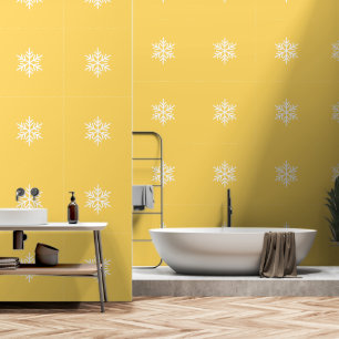 Stylish Nordic Snowflakes On Soft Golden Yellow Wallpaper