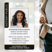 Stylish Notary Public Agent Photo QR Code ID Black