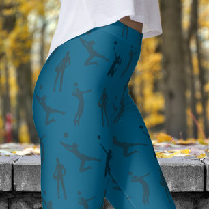 Stylish Ocean Blue Womens Volleyball Pattern Leggings