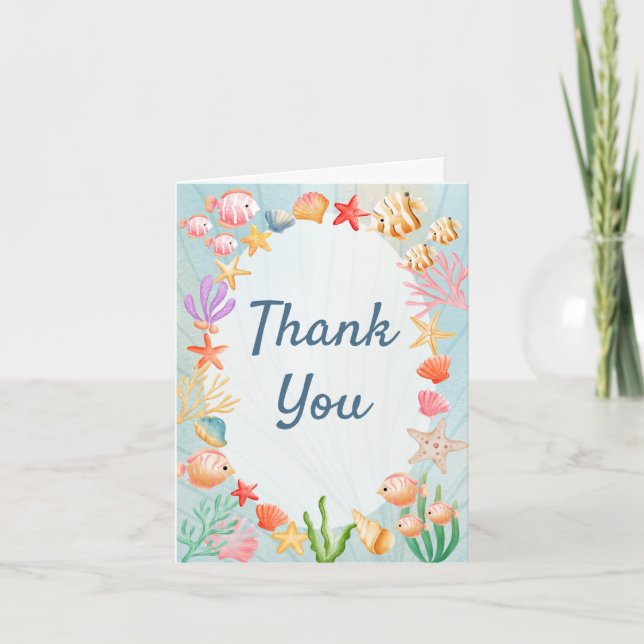Stylish Ocean Shell-ebrate Folded Thank You Card (Front)