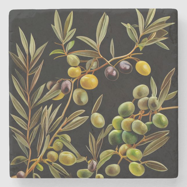 Stylish Olive Branch Coasters (Front)