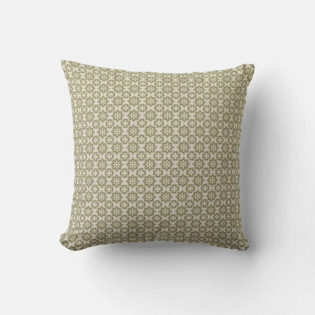 Stylish olive green Fleur de Lis repeating pattern Throw Pillow (Front)