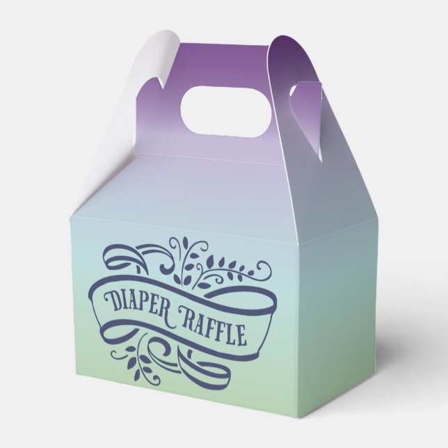Stylish Ombre Baby Shower Diaper Raffle Favor Box (Back Side)