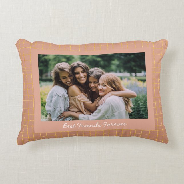 Stylish Ombre Grunge Gold Neutrals BFF Photo  Accent Pillow (Front)