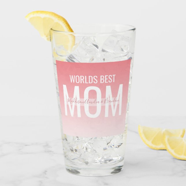 Stylish Ombre Worlds Best Mom Glass (Front Ice)