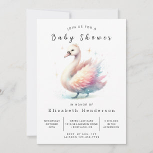Stylish Online Swan Baby Shower Invitation
